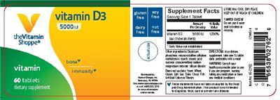 Photo of the The Vitamin Shoppe Vitamin D3 5000 IU label