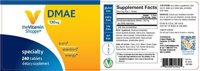 Photo of the The Vitamin Shoppe DMAE 130 mg label