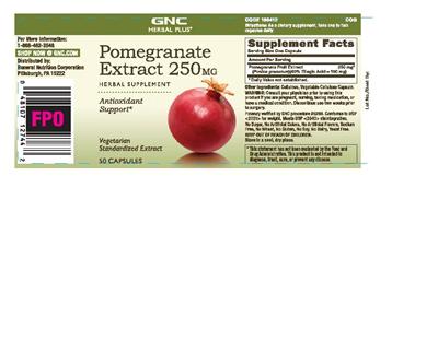 Photo of the GNC Herbal Plus Pomegranate Extract 250 mg label