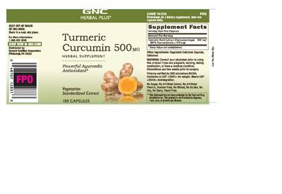 Photo of the GNC Herbal Plus Turmeric Curcumin 500 mg label