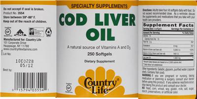 Photo of the Country Life Cod Liver Oil label