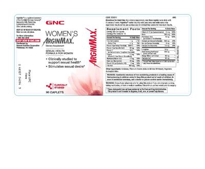 Photo of the GNC Women's ArginMax label