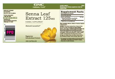 Photo of the GNC Herbal Plus Senna Leaf Extract 125 mg label