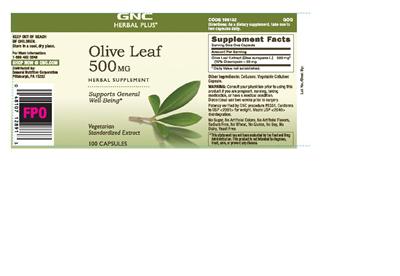 Photo of the GNC Herbal Plus Olive Leaf 500 mg label