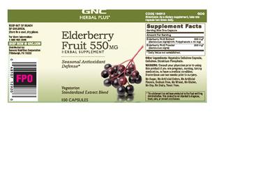 Photo of the GNC Herbal Plus Elderberry Fruit 550 mg label