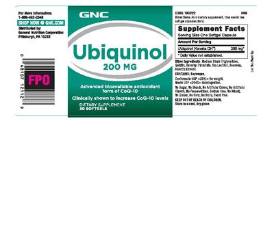 Photo of the GNC Ubiquinol 200 mg label
