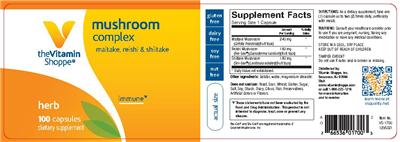 Photo of the The Vitamin Shoppe Mushroom Complex label