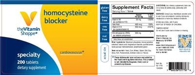 Photo of the The Vitamin Shoppe Homocysteine Blocker label