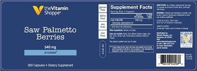Photo of the The Vitamin Shoppe Saw Palmetto Berries 540 mg label