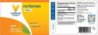Photo of the The Vitamin Shoppe Cordyceps 1040 mg label
