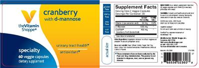 Photo of the The Vitamin Shoppe Cranberry with D-Mannose label