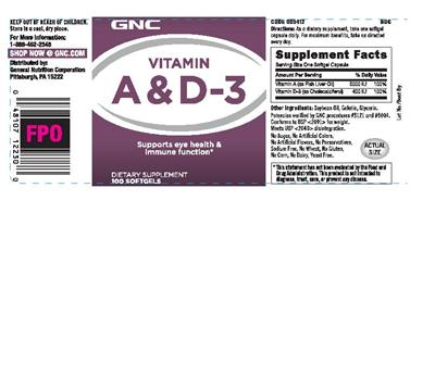 Photo of the GNC Vitamin A & D-3 label