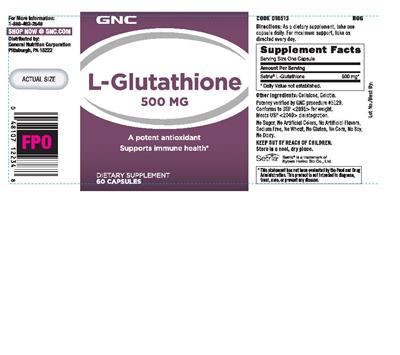 Photo of the GNC L-Glutathione 500 mg label