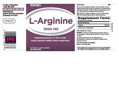 Photo of the GNC L-Arginine 1000 mg label