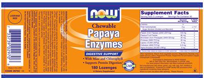 Photo of the NOW Chewable Papaya Enzymes label