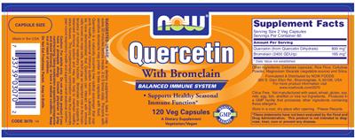 Photo of the NOW Quercetin with Bromelain label