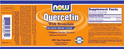 Photo of the NOW Quercetin with Bromelain label