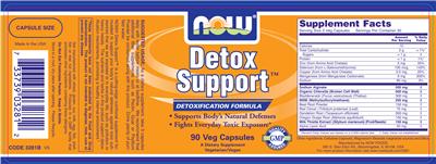Photo of the NOW Detox Support label