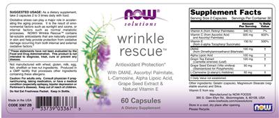 Photo of the NOW Wrinkle Rescue label