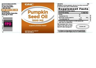 Photo of the GNC Pumpkin Seed Oil 1000 mg label