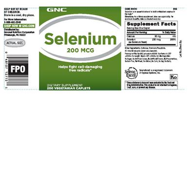 Photo of the GNC Selenium 200 mcg label