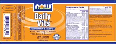 Photo of the NOW Daily Vits label