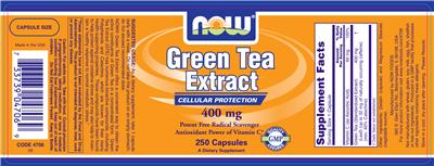 Photo of the NOW Green Tea Extract 400 mg label