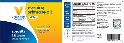 Photo of the The Vitamin Shoppe Evening Primrose Oil 500 mg label