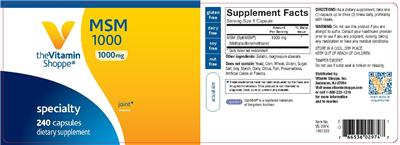 Photo of the The Vitamin Shoppe MSM 1000 mg label