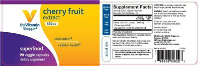 Photo of the The Vitamin Shoppe Cherry Fruit Extract 500 mg label