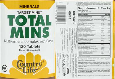 Photo of the Country Life Target-Mins Total Mins label