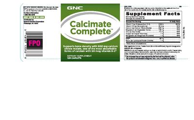 Photo of the GNC Calcimate Complete label