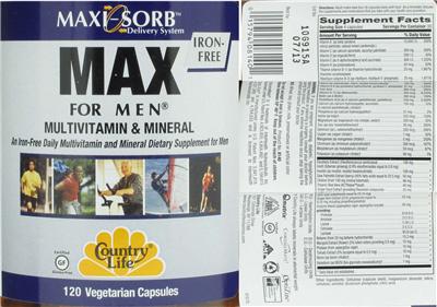 Max For Men Multivitamin & Mineral Iron-Free