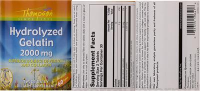 Photo of the Thompson Hydrolyzed Gelatin 2000 mg label