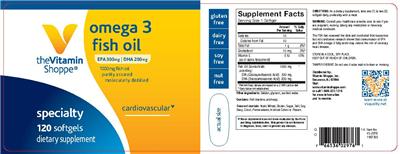 Photo of the The Vitamin Shoppe Omega 3 Fish Oil 1000 mg label