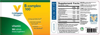 Photo of the The Vitamin Shoppe B-Complex 100 label