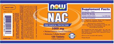 Photo of the NOW NAC 1000 mg label