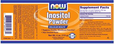 Photo of the NOW Inositol Powder label