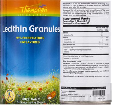 Photo of the Thompson Lecithin Granules label