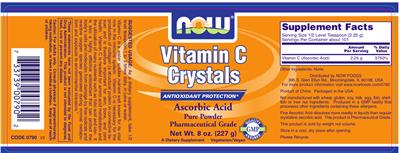 Photo of the NOW Vitamin C Crystals label