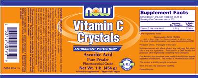 Photo of the NOW Vitamin C Crystals label