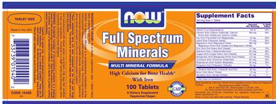 Photo of the NOW Full Spectrum Minerals label