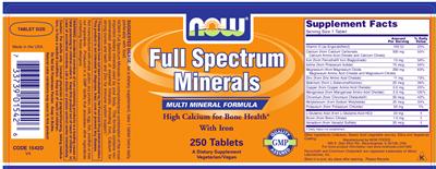 Photo of the NOW Full Spectrum Minerals label