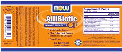 Photo of the NOW AlliBiotic CF label