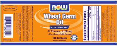 Photo of the NOW Wheat Germ Oil 20 Minims - 1130 mg label