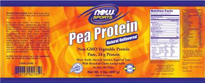 Photo of the NOW Sports Pea Protein Natural Unflavored label