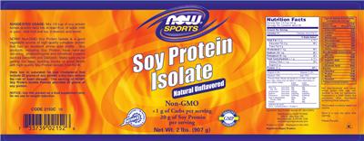 Photo of the NOW Sports Soy Protein Isolate Natural Unflavored label