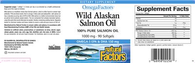 Photo of the Natural Factors Wild Alaskan Salmon Oil 1000 mg label