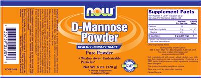 Photo of the NOW D-Mannose Powder label