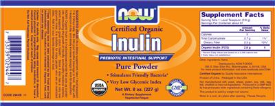 Photo of the NOW Certified Organic Inulin label